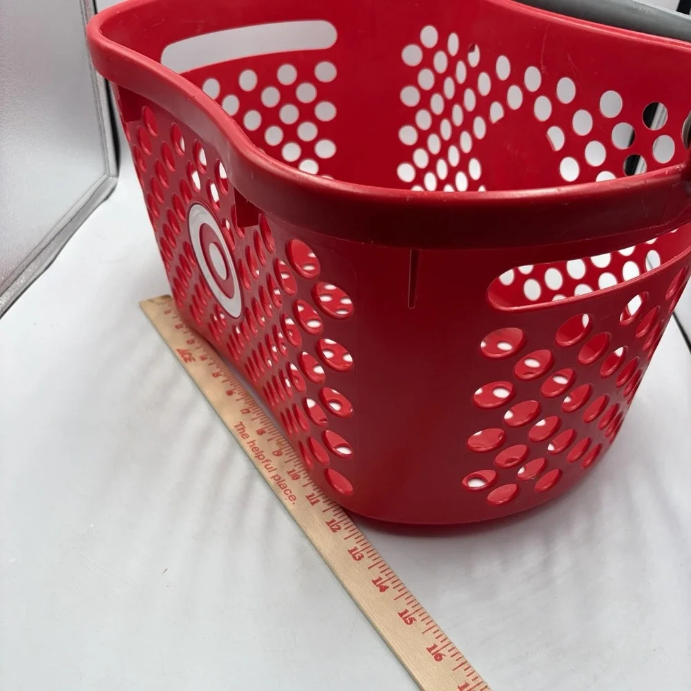 Target Full Size Basket Gray Handle Red Bullseye Logo Shopping Storage 18x11